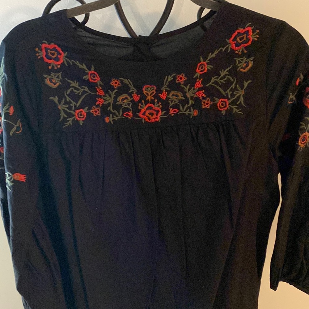 Black embroidered Anthropologie dress
